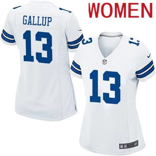 Women Dallas Cowboys 13 Michael Gallup Nike White Team Game NFL Jersey